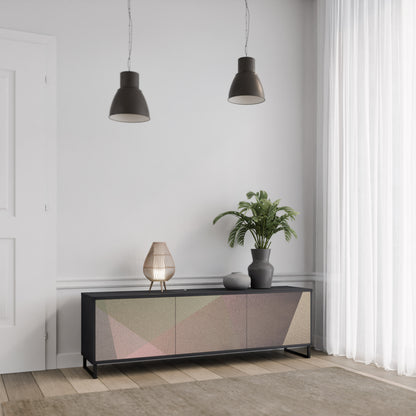 BEIGE GEOMETRY 3-dörrars TV-bänk i svart finish