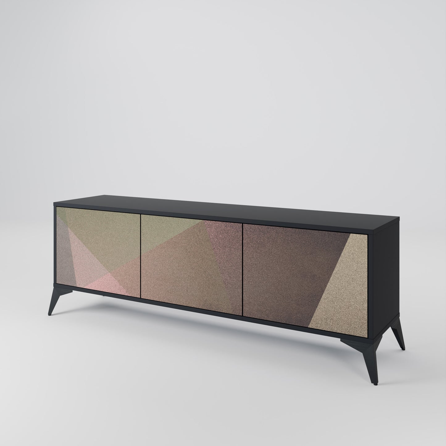 BEIGE GEOMETRY 3-dörrars TV-bänk i svart finish