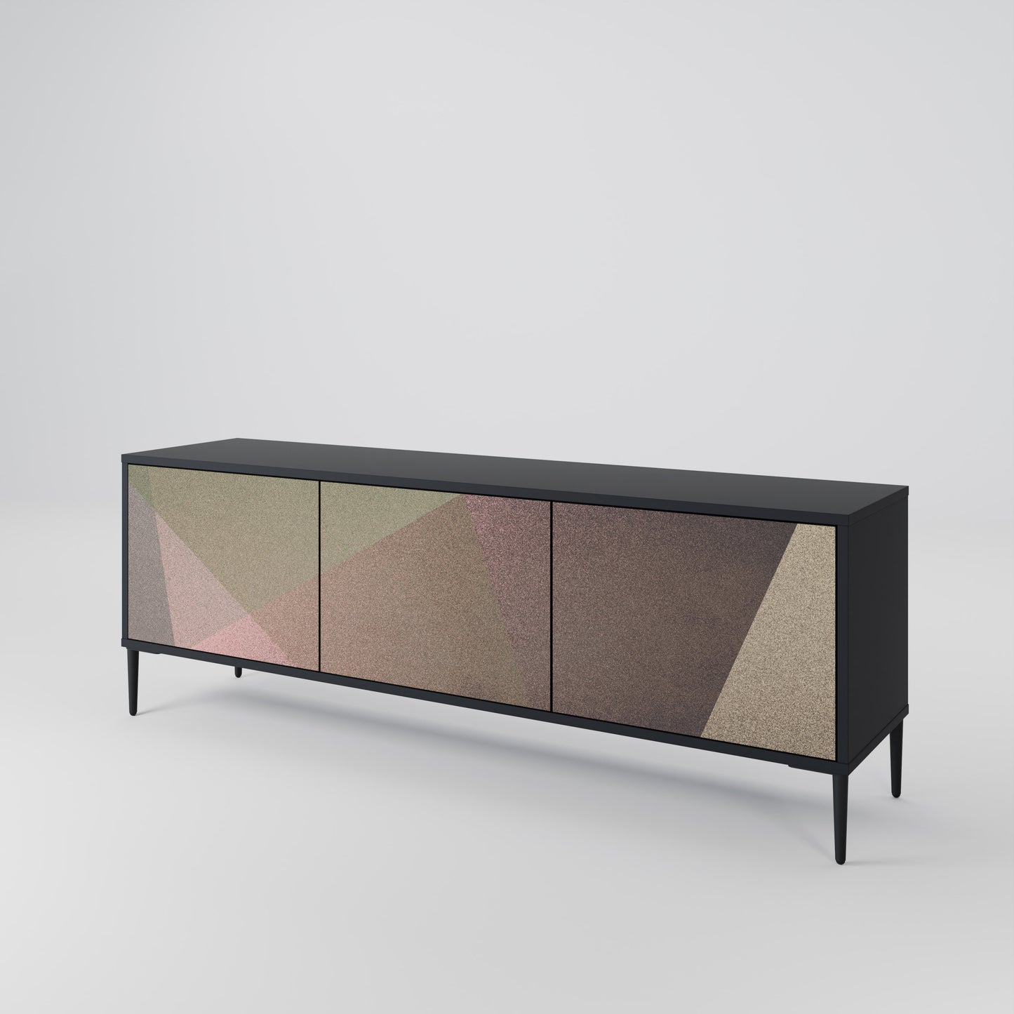 BEIGE GEOMETRY 3-dörrars TV-bänk i svart finish