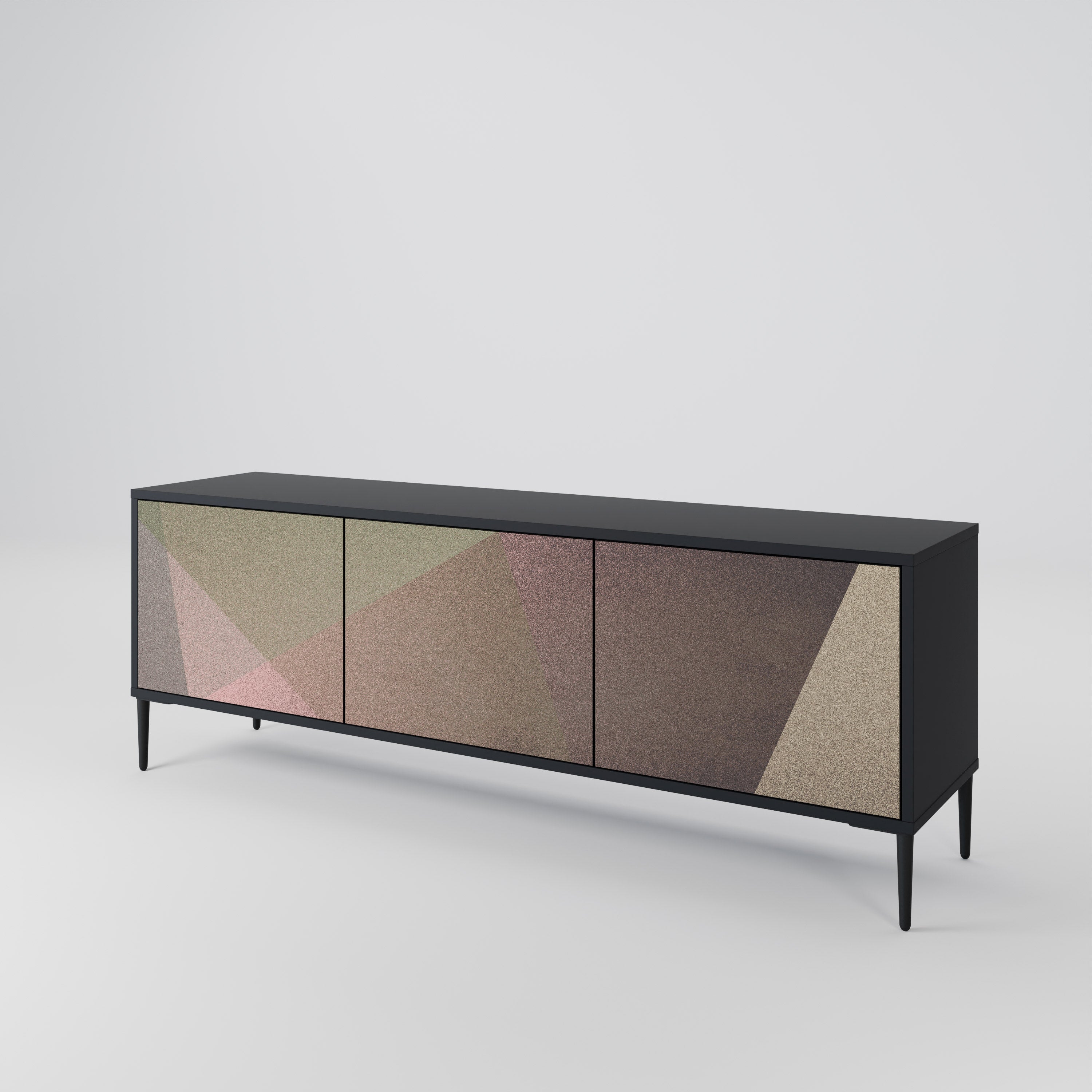 BEIGE GEOMETRY 3-dörrars TV-bänk i svart finish