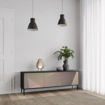 BEIGE GEOMETRY 3-dörrars TV-bänk i svart finish