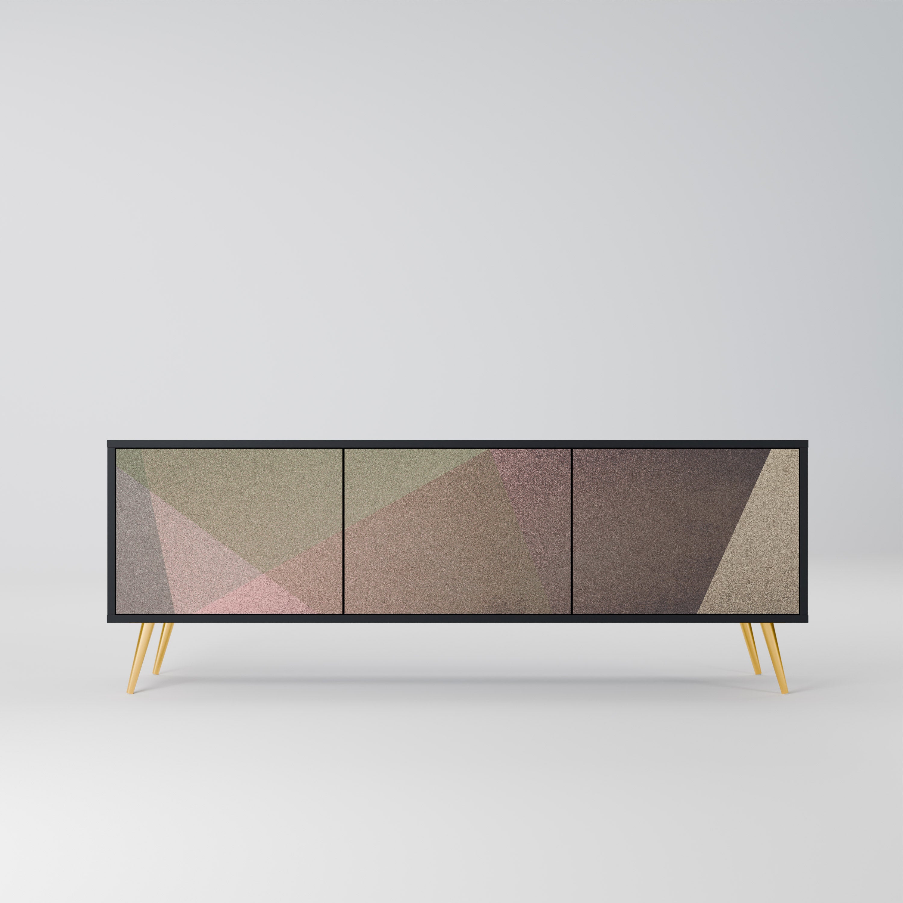 BEIGE GEOMETRY 3-dörrars TV-bänk i svart finish