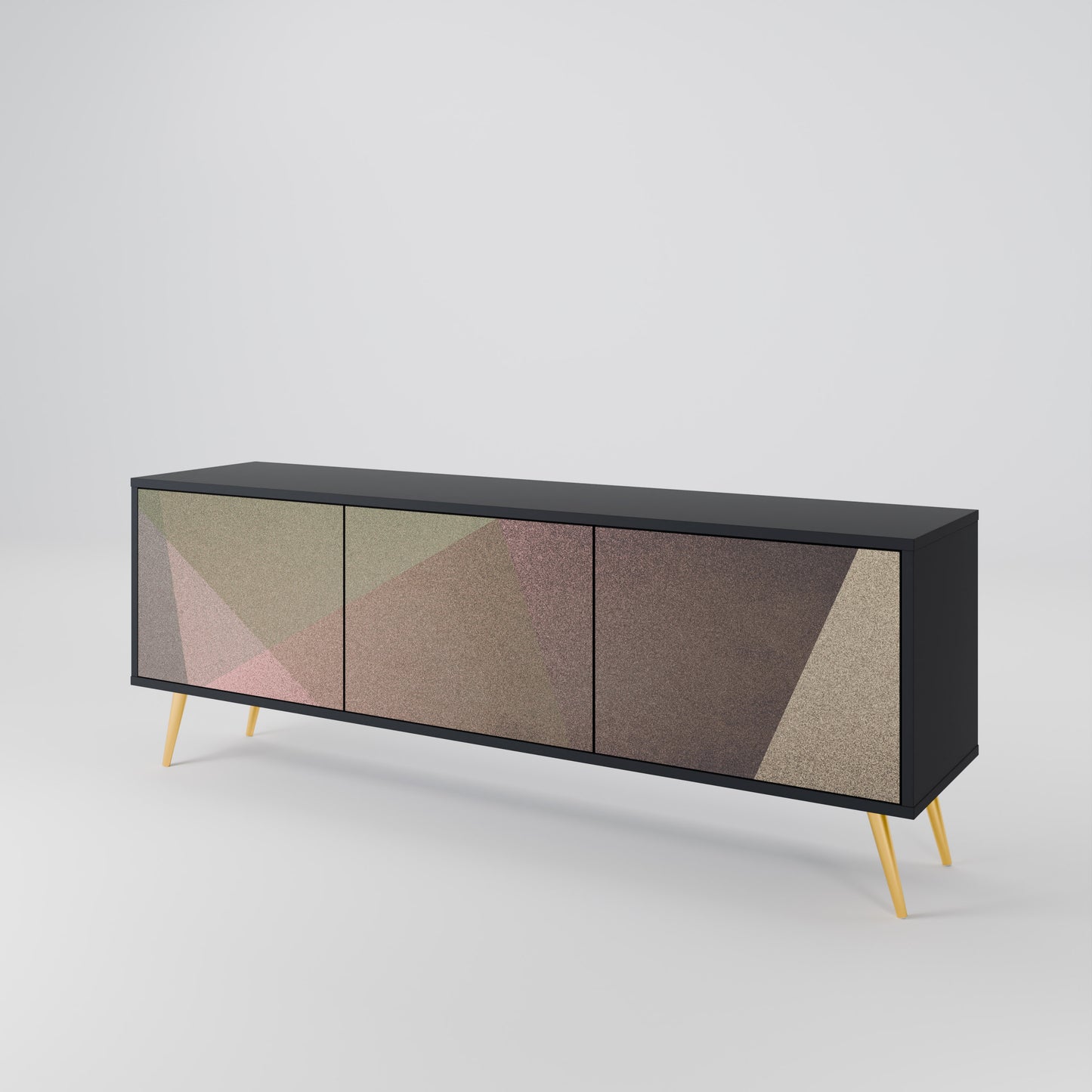 BEIGE GEOMETRY 3-dörrars TV-bänk i svart finish