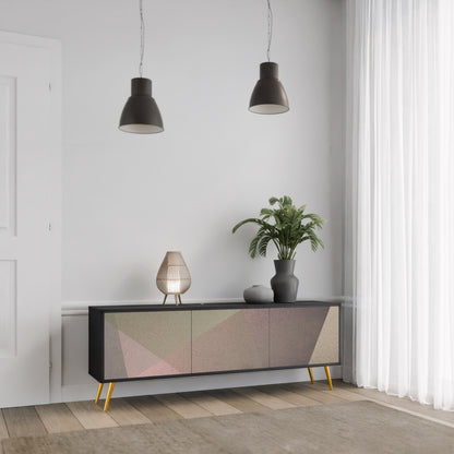 BEIGE GEOMETRY 3-dörrars TV-bänk i svart finish