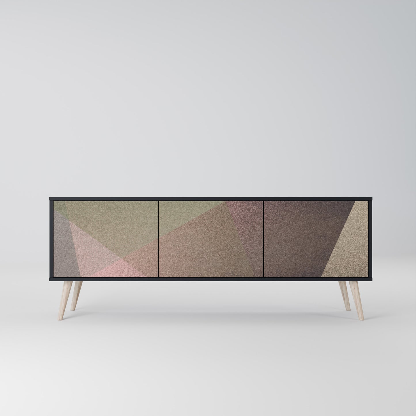 BEIGE GEOMETRY 3-dörrars TV-bänk i svart finish
