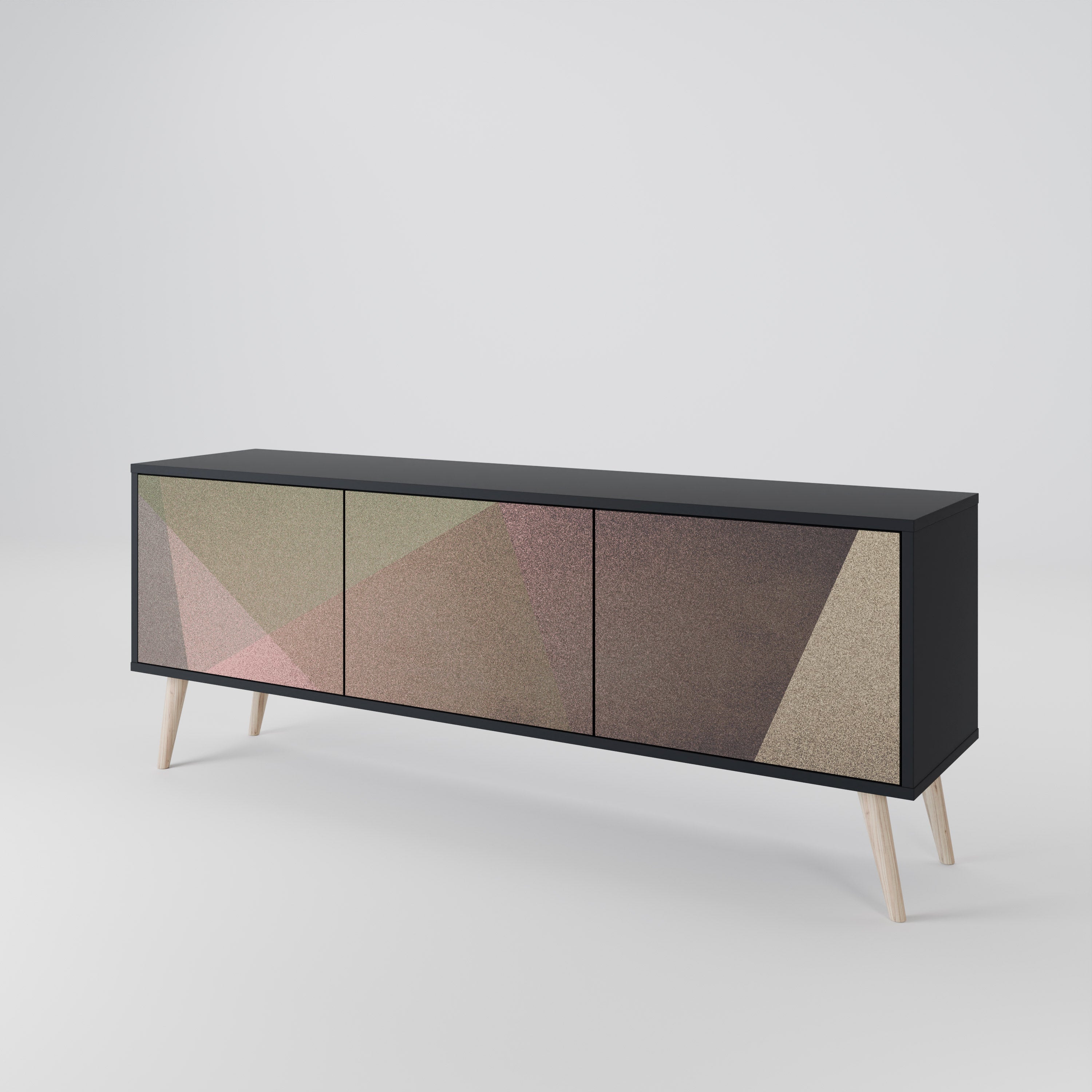 BEIGE GEOMETRY 3-Door TV Cabinet