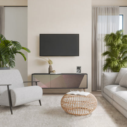 BEIGE GEOMETRY 3-dörrars TV-bänk i svart finish