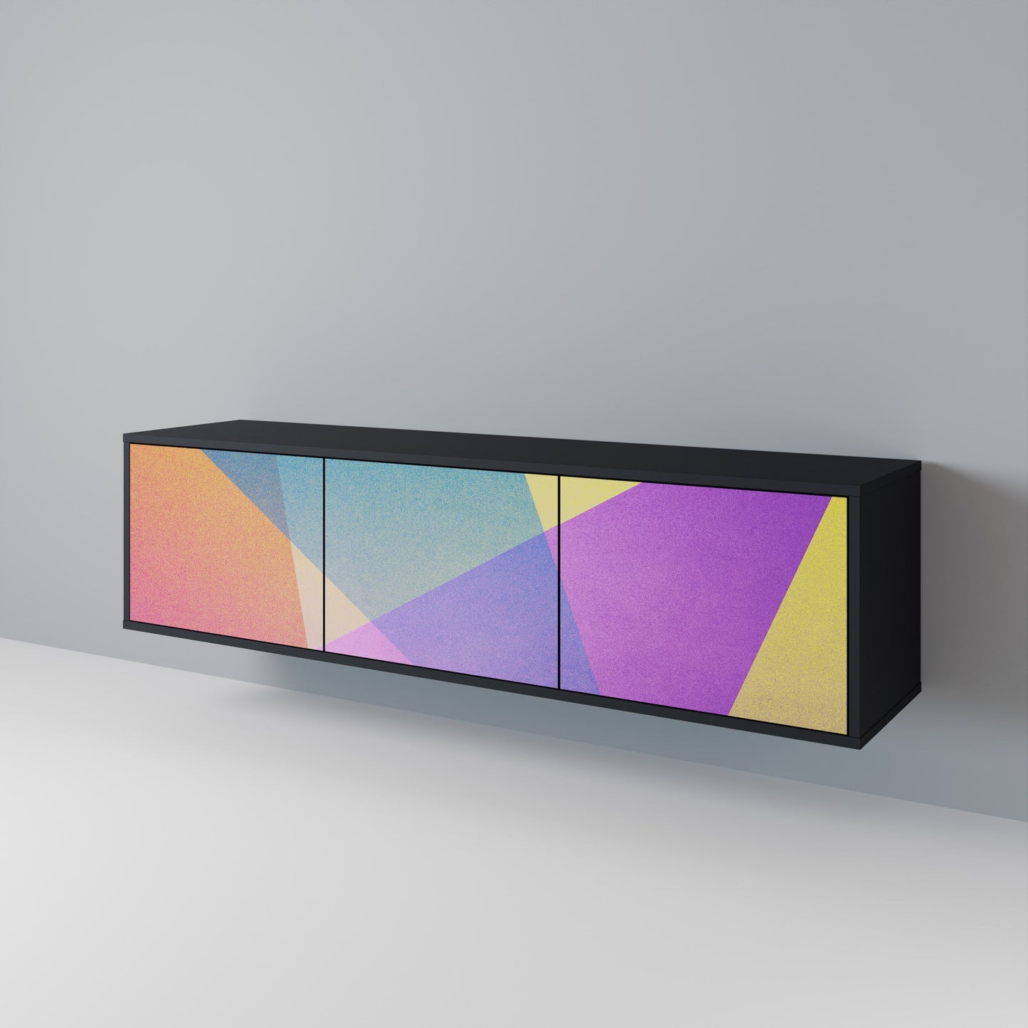 LJUS GEOMETRY 3-dörrars TV-bänk i svart finish