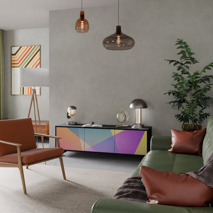 LJUS GEOMETRY 3-dörrars TV-bänk i svart finish