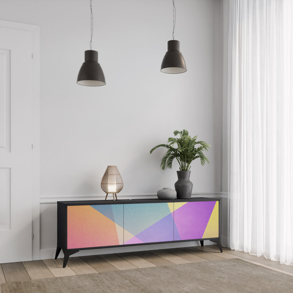 LJUS GEOMETRY 3-dörrars TV-bänk i svart finish