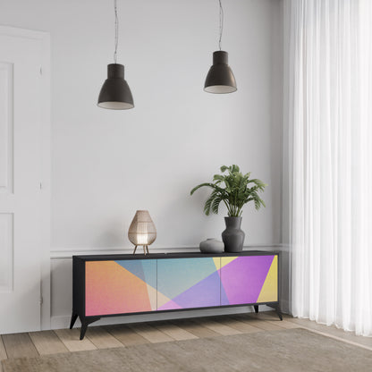 LJUS GEOMETRY 3-dörrars TV-bänk i svart finish