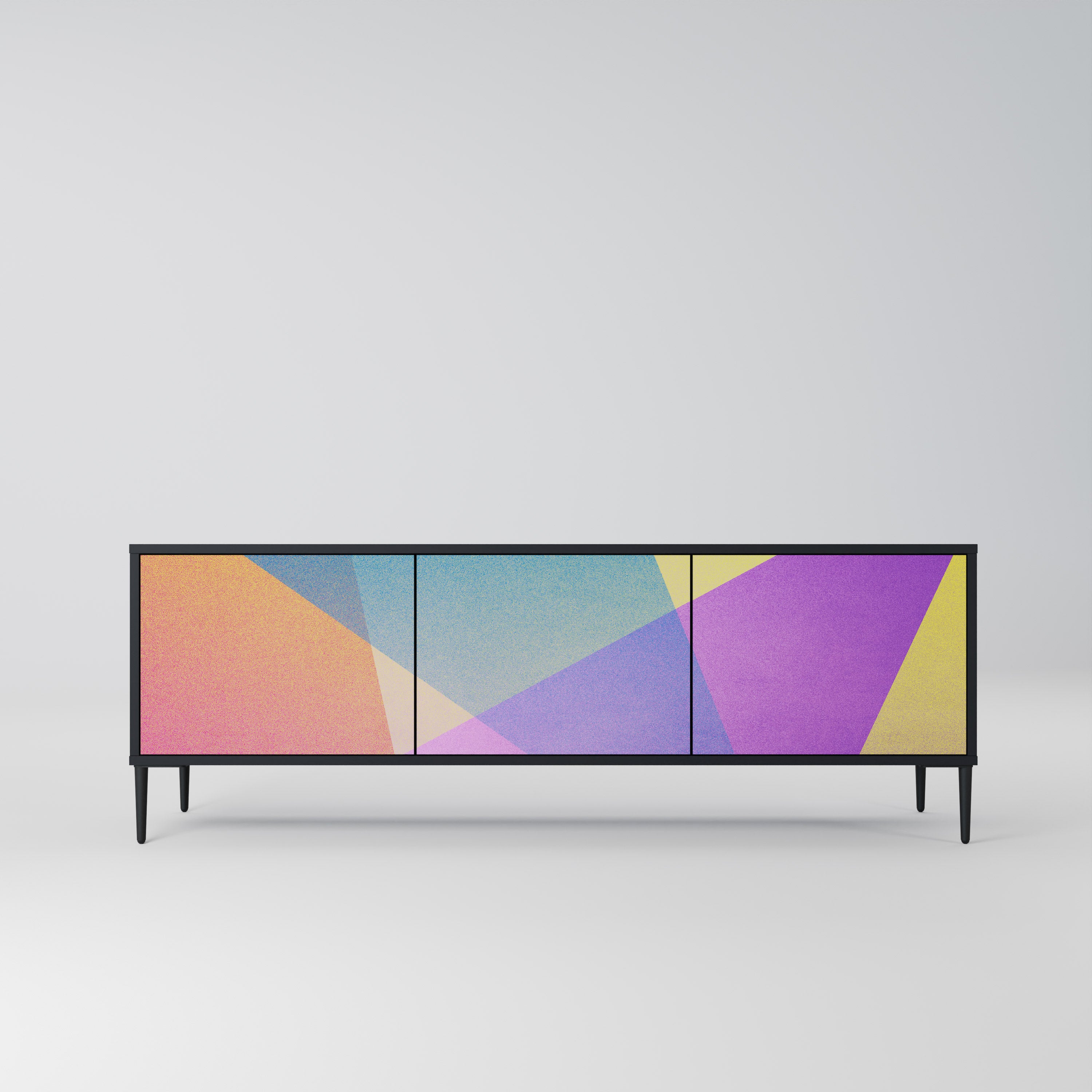 LJUS GEOMETRY 3-dörrars TV-bänk i svart finish