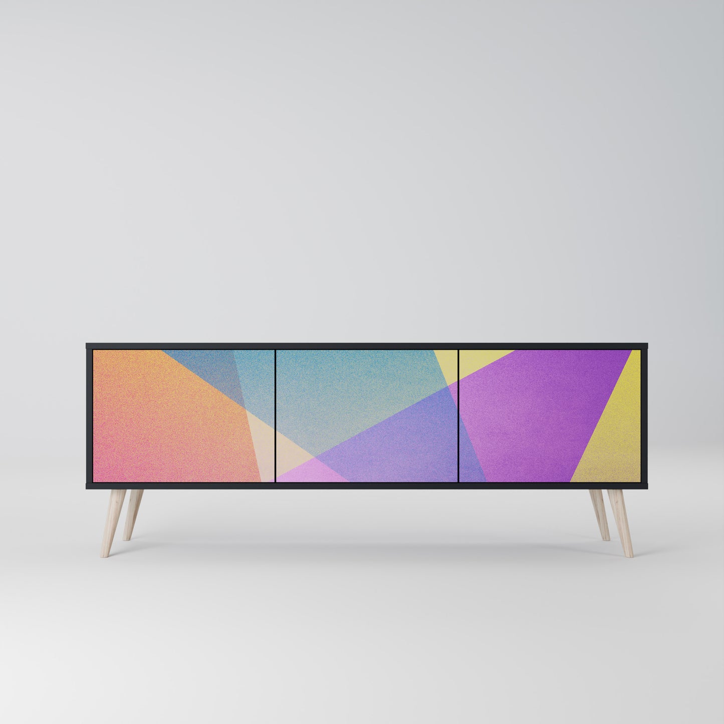 LJUS GEOMETRY 3-dörrars TV-bänk i svart finish