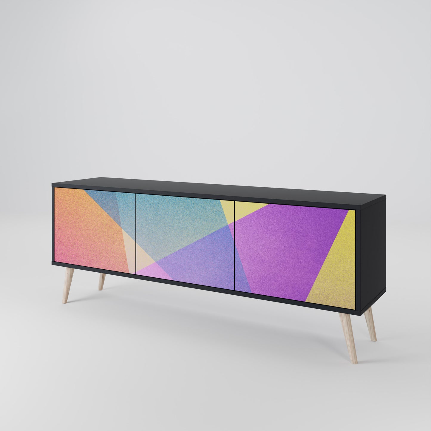 LJUS GEOMETRY 3-dörrars TV-bänk i svart finish