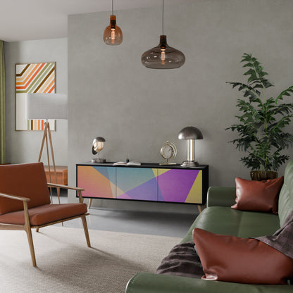 LJUS GEOMETRY 3-dörrars TV-bänk i svart finish