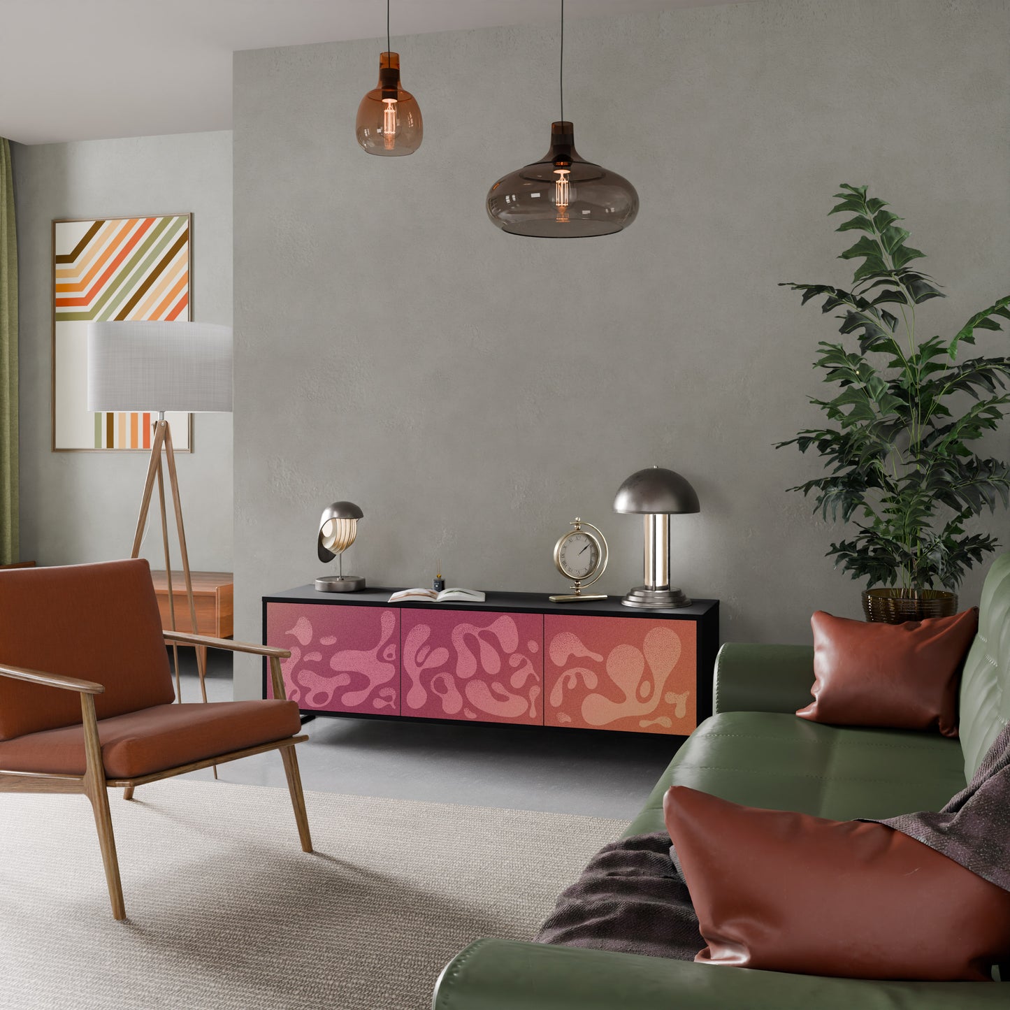IRREGULAR ROSA 3-dörrars TV-bänk i svart finish