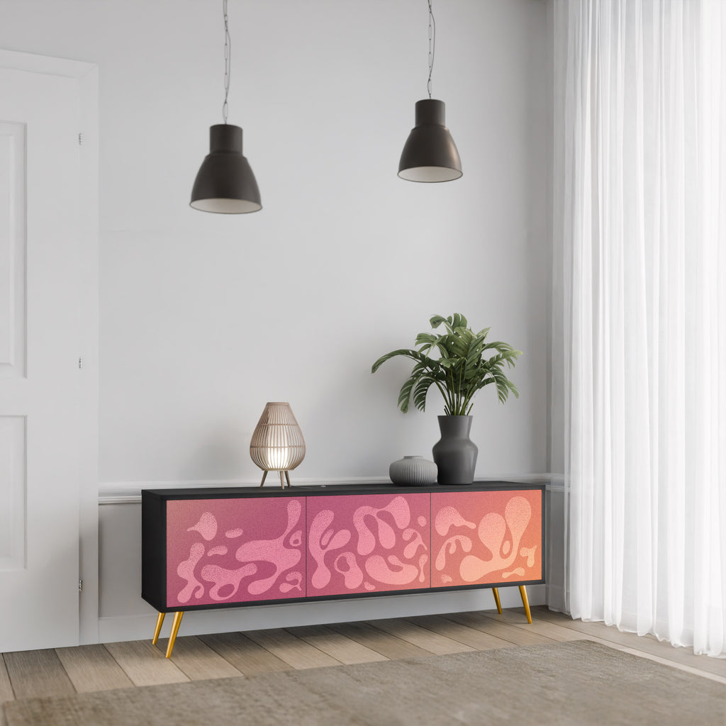 IRREGULAR ROSA 3-dörrars TV-bänk i svart finish