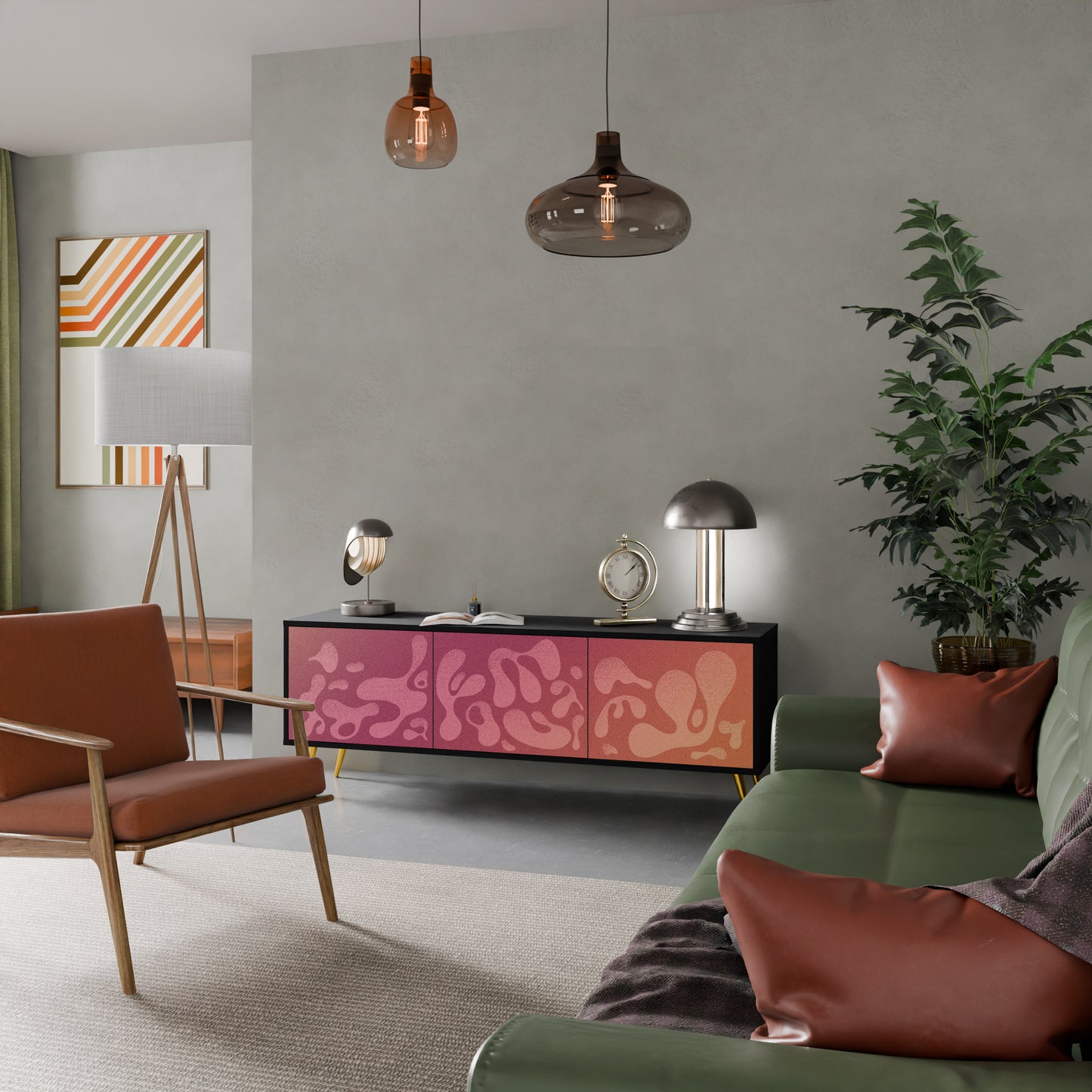 IRREGULAR ROSA 3-dörrars TV-bänk i svart finish