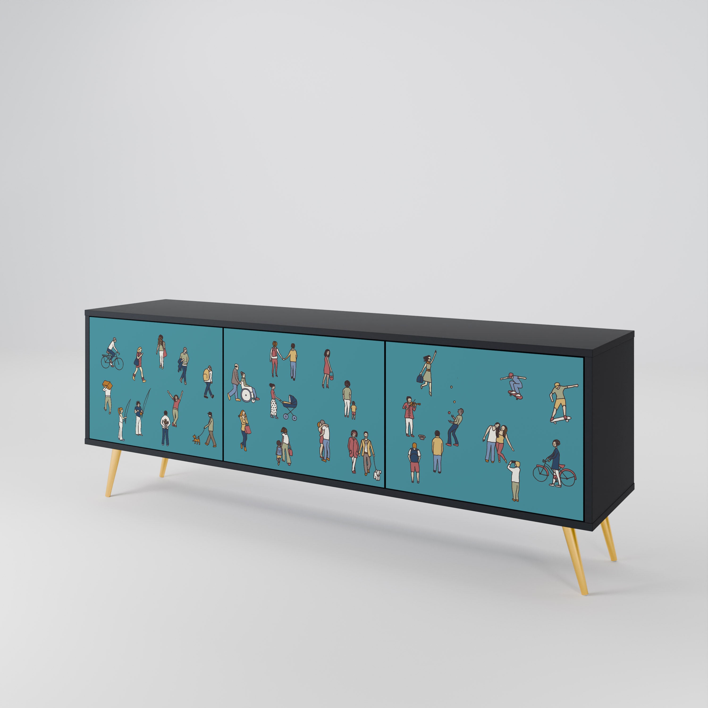 COLLECTIVE STREAM 3-Door TV Cabinet