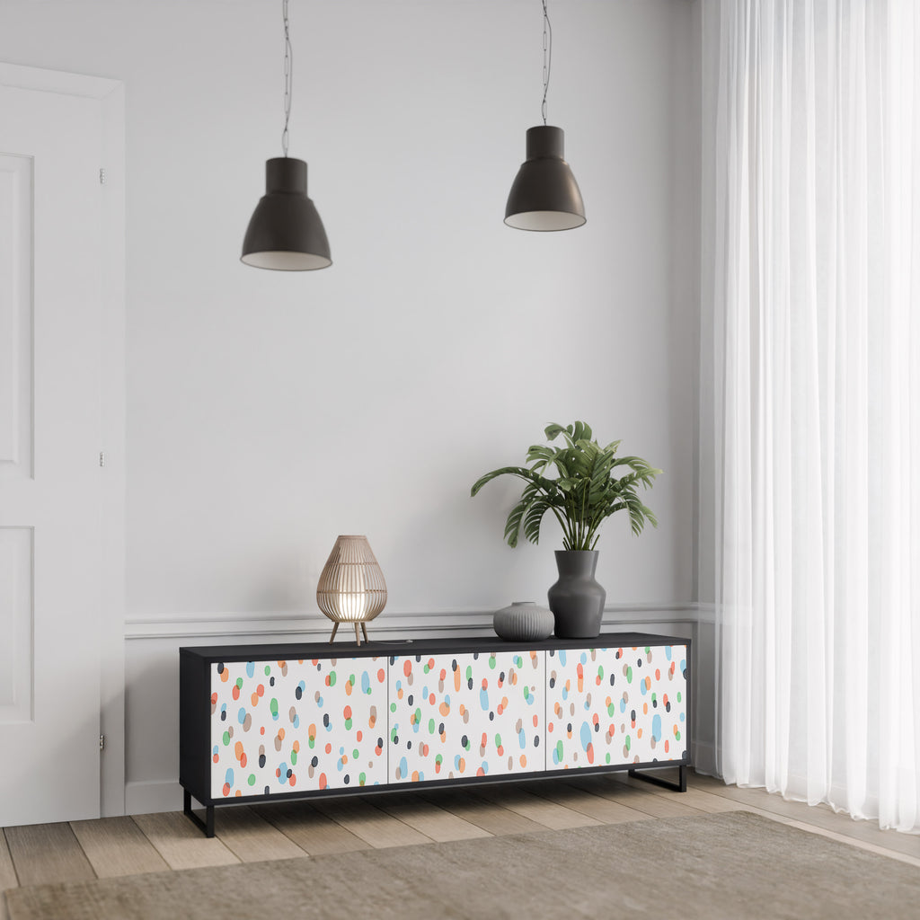 ENERGETIC SPOTS 3-dörrars TV-bänk i svart finish