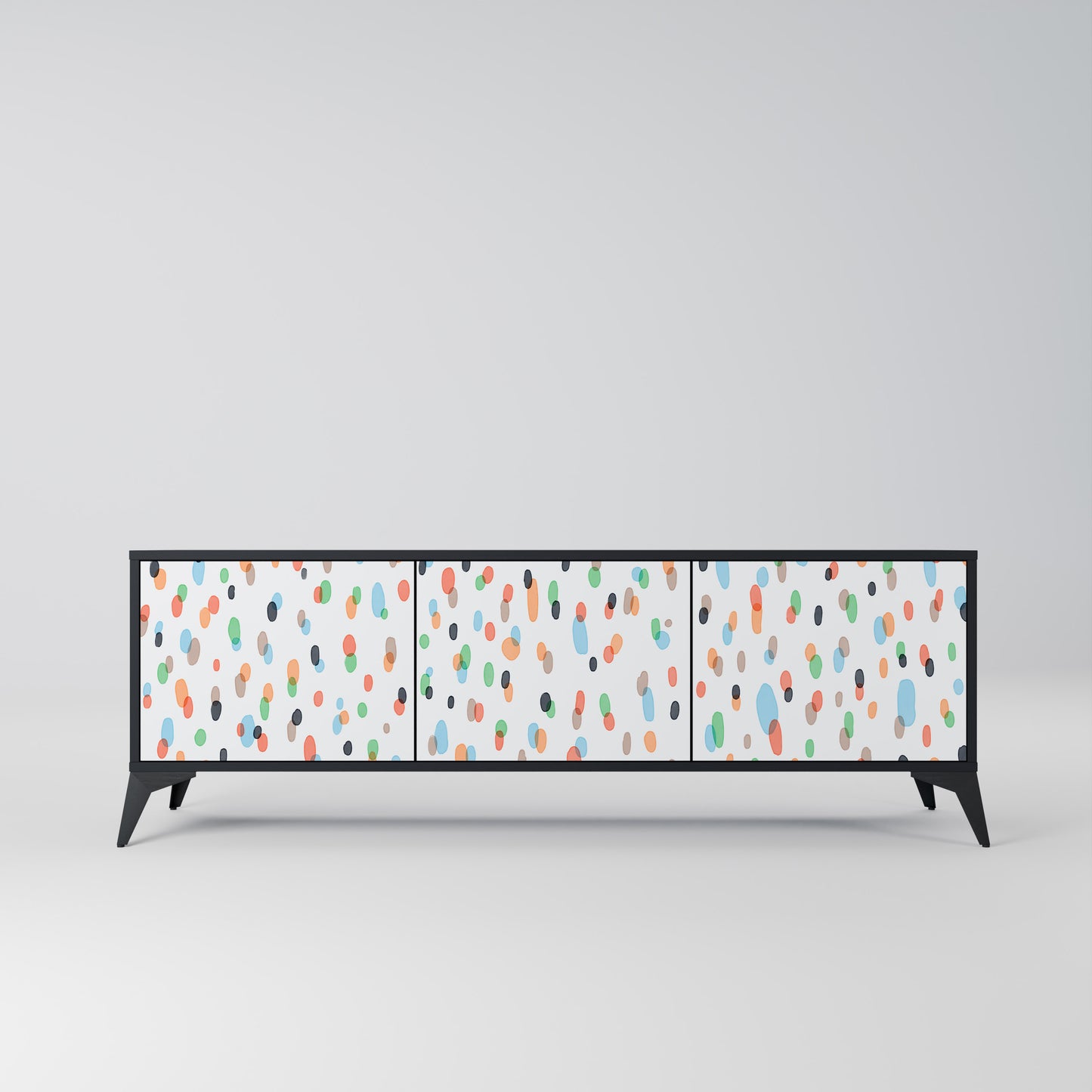 ENERGETIC SPOTS 3-Door TV Stand in Black Finish