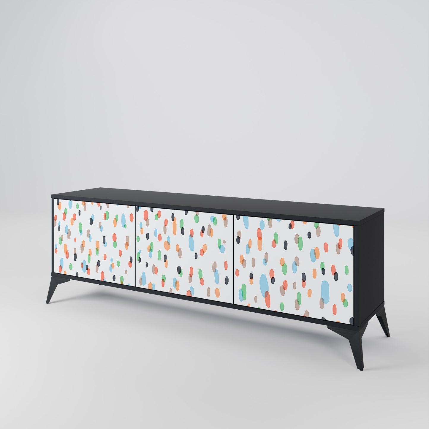ENERGETIC SPOTS 3-Door TV Stand in Black Finish