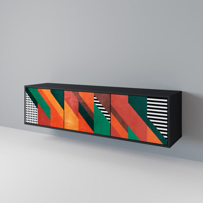 MAKESHIFT ARTISTRY 3-Door TV Stand in Black Finish