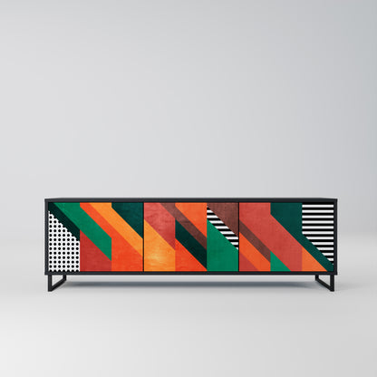 MAKESHIFT ARTISTRY 3-Door TV Stand in Black Finish