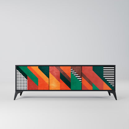 MAKESHIFT ARTISTRY 3-Door TV Stand in Black Finish