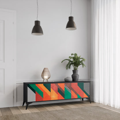 MAKESHIFT ARTISTRY 3-Door TV Stand in Black Finish