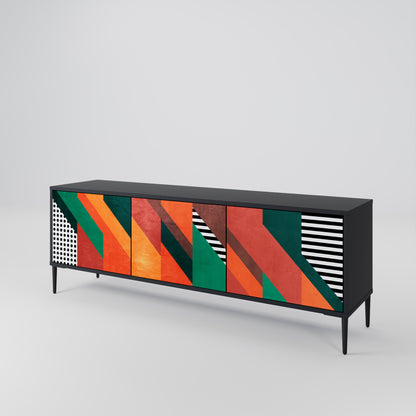 MAKESHIFT ARTISTRY 3-Door TV Stand in Black Finish