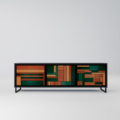 EARTHY FIGURES 3-Door TV Stand in Black Finish
