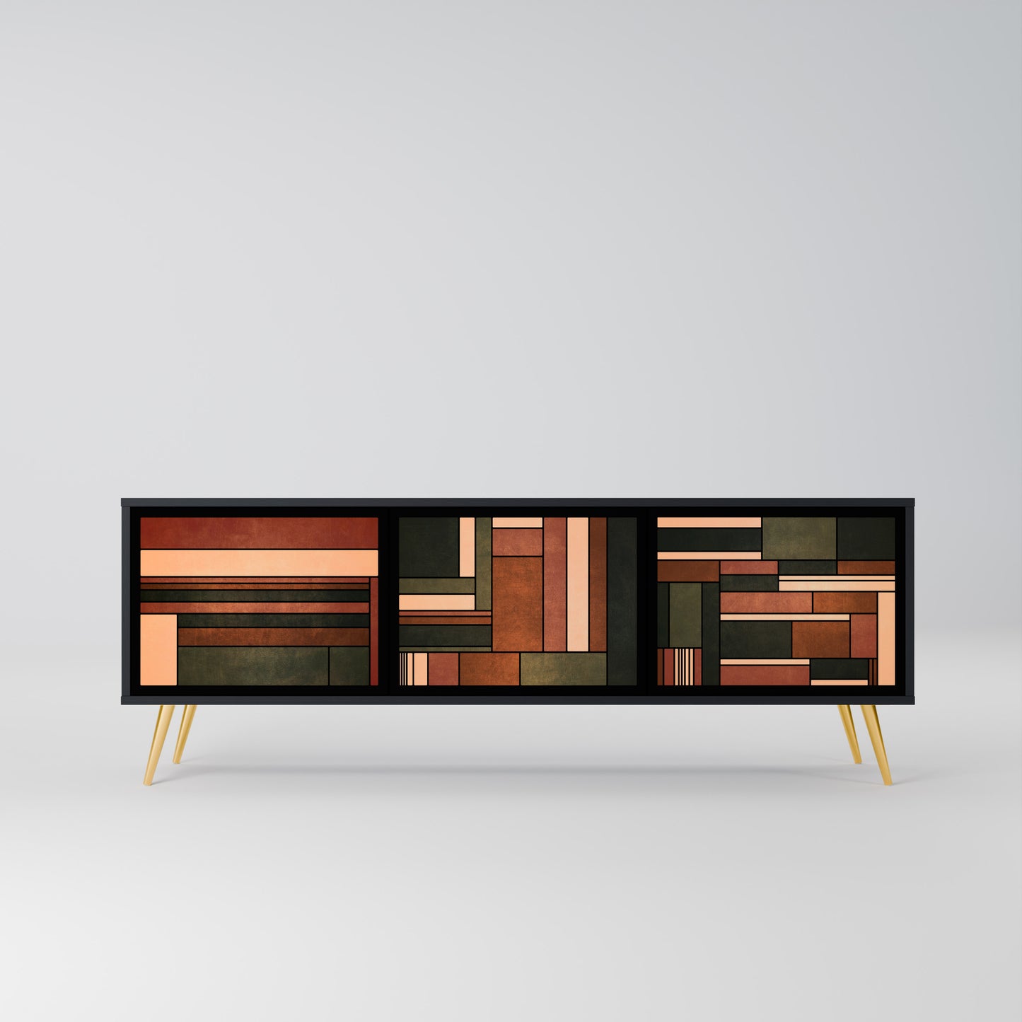 FIGURES OF NATURE 3-dörrars TV-bänk i svart finish