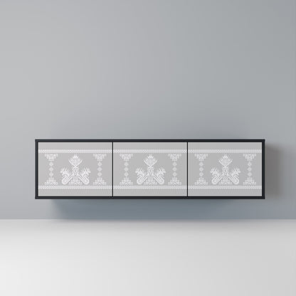 THAI GRAY 3-Door TV Stand in Black Finish
