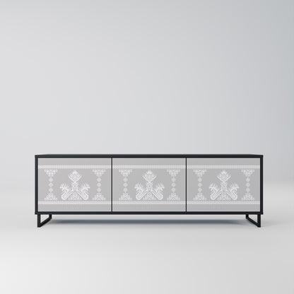 THAI GRAY 3-Door TV Stand in Black Finish