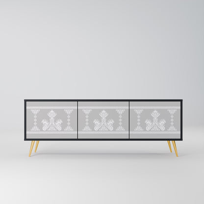 THAI GRAY 3-Door TV Stand in Black Finish