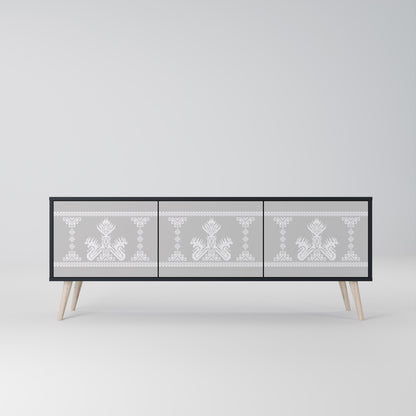 THAI GRAY 3-Door TV Stand in Black Finish