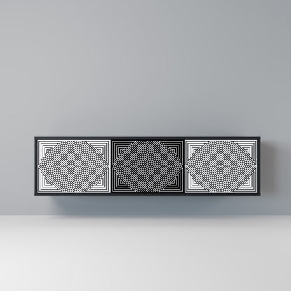 POLYGON ILLUSION 3-dörrars TV-bänk i svart finish