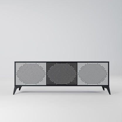 POLYGON ILLUSION 3-dörrars TV-bänk i svart finish