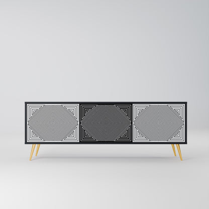 POLYGON ILLUSION 3-dörrars TV-bänk i svart finish
