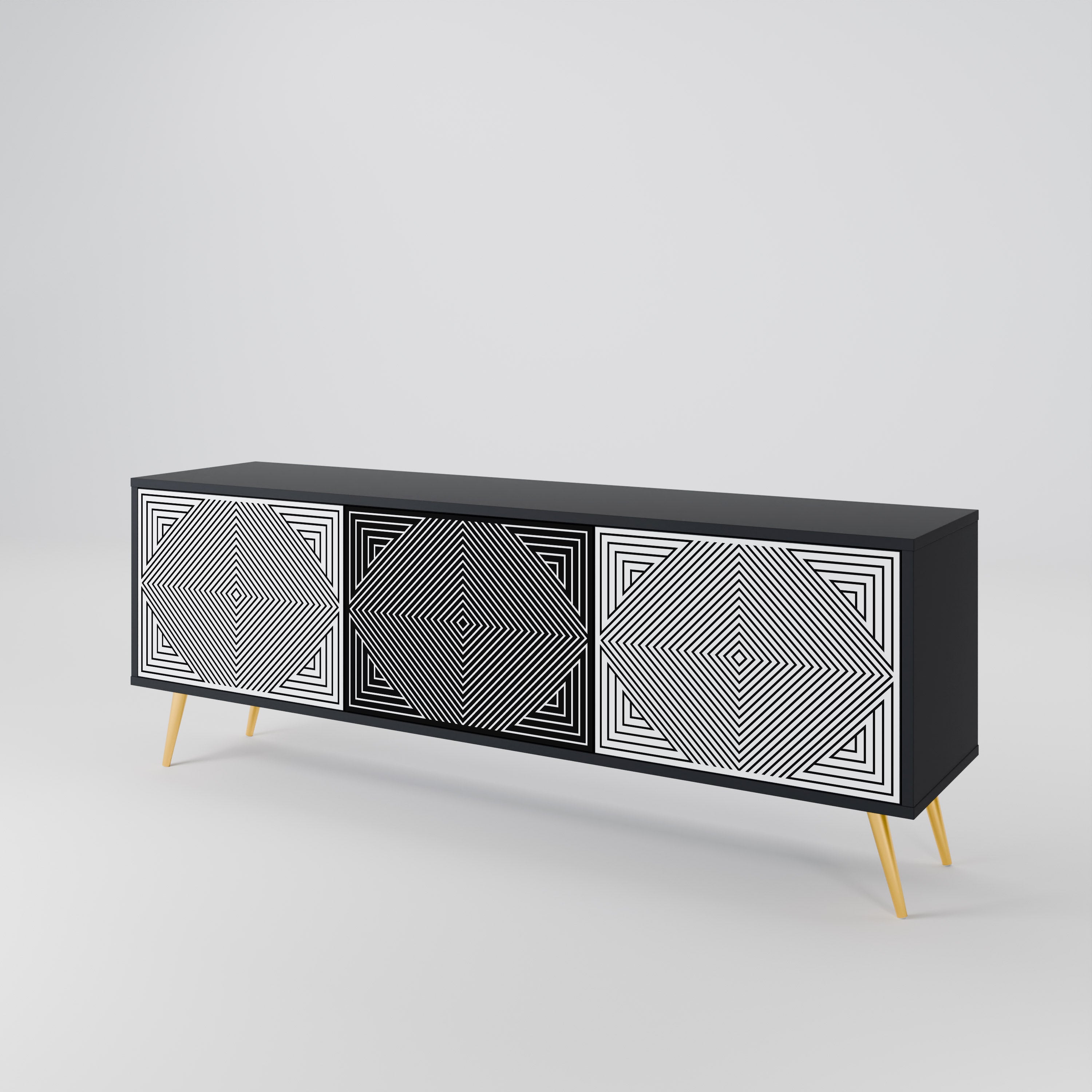 POLYGON ILLUSION 3-Door TV Cabinet