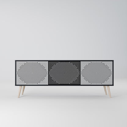 POLYGON ILLUSION 3-dörrars TV-bänk i svart finish