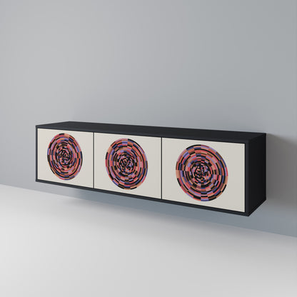BROWN CIRCLES 3-dörrars TV-bänk i svart finish