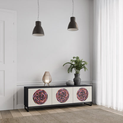 BROWN CIRCLES 3-dörrars TV-bänk i svart finish