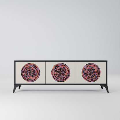 BROWN CIRCLES 3-dörrars TV-bänk i svart finish