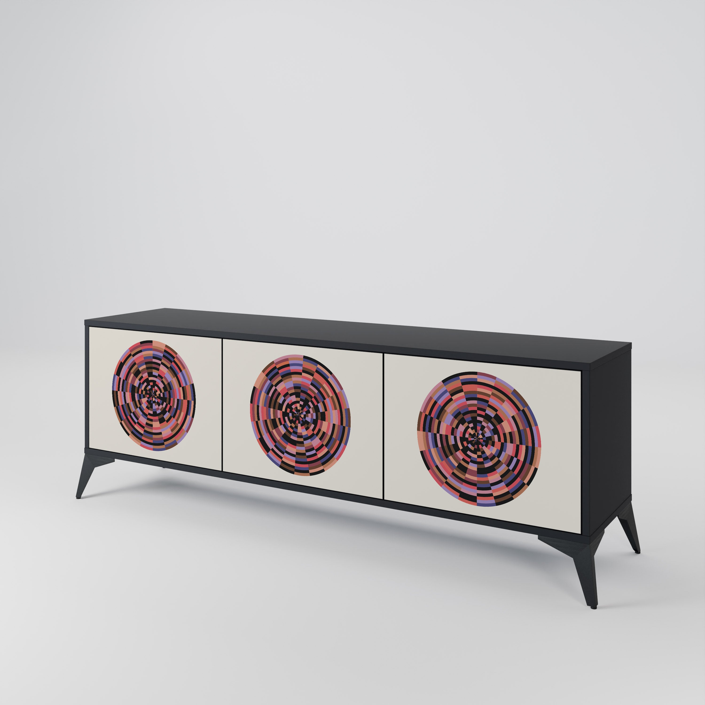 BROWN CIRCLES 3-Door TV Cabinet