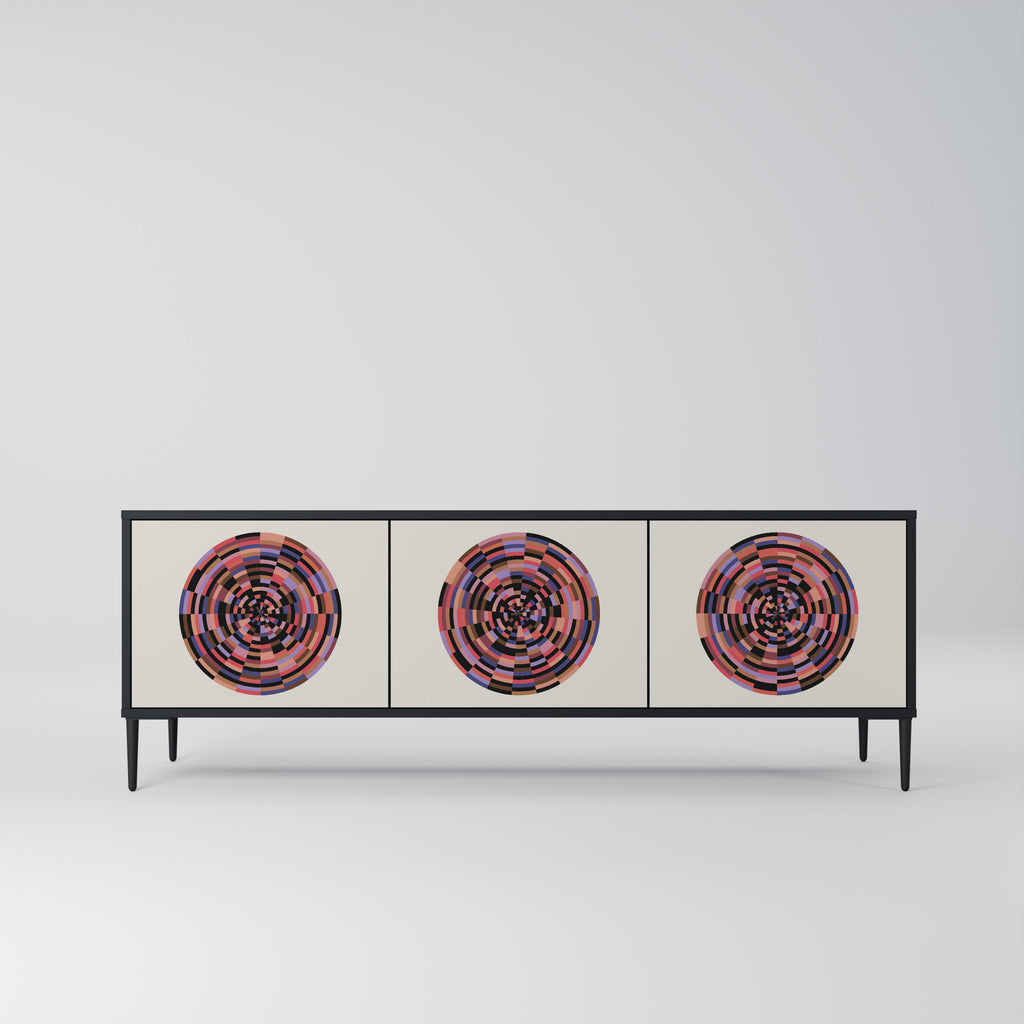 BROWN CIRCLES 3-dörrars TV-bänk i svart finish