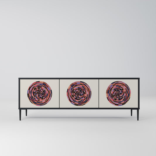 BROWN CIRCLES 3-dörrars TV-bänk i svart finish