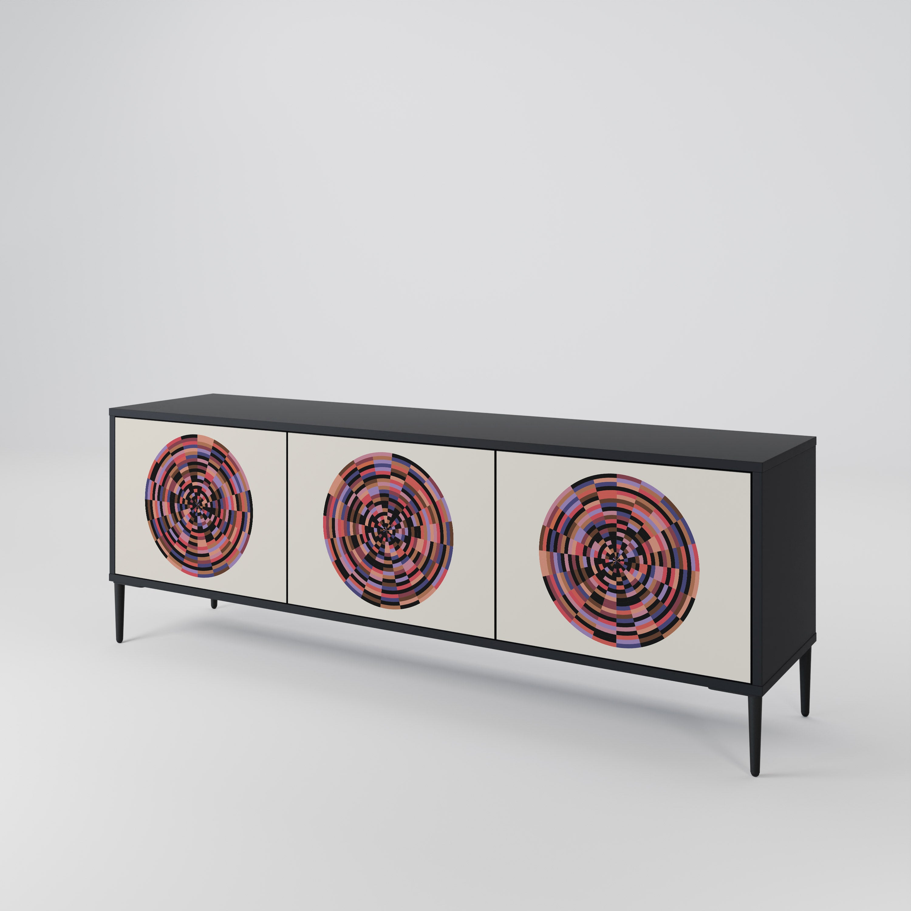 BROWN CIRCLES 3-Door TV Cabinet