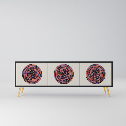 BROWN CIRCLES 3-dörrars TV-bänk i svart finish
